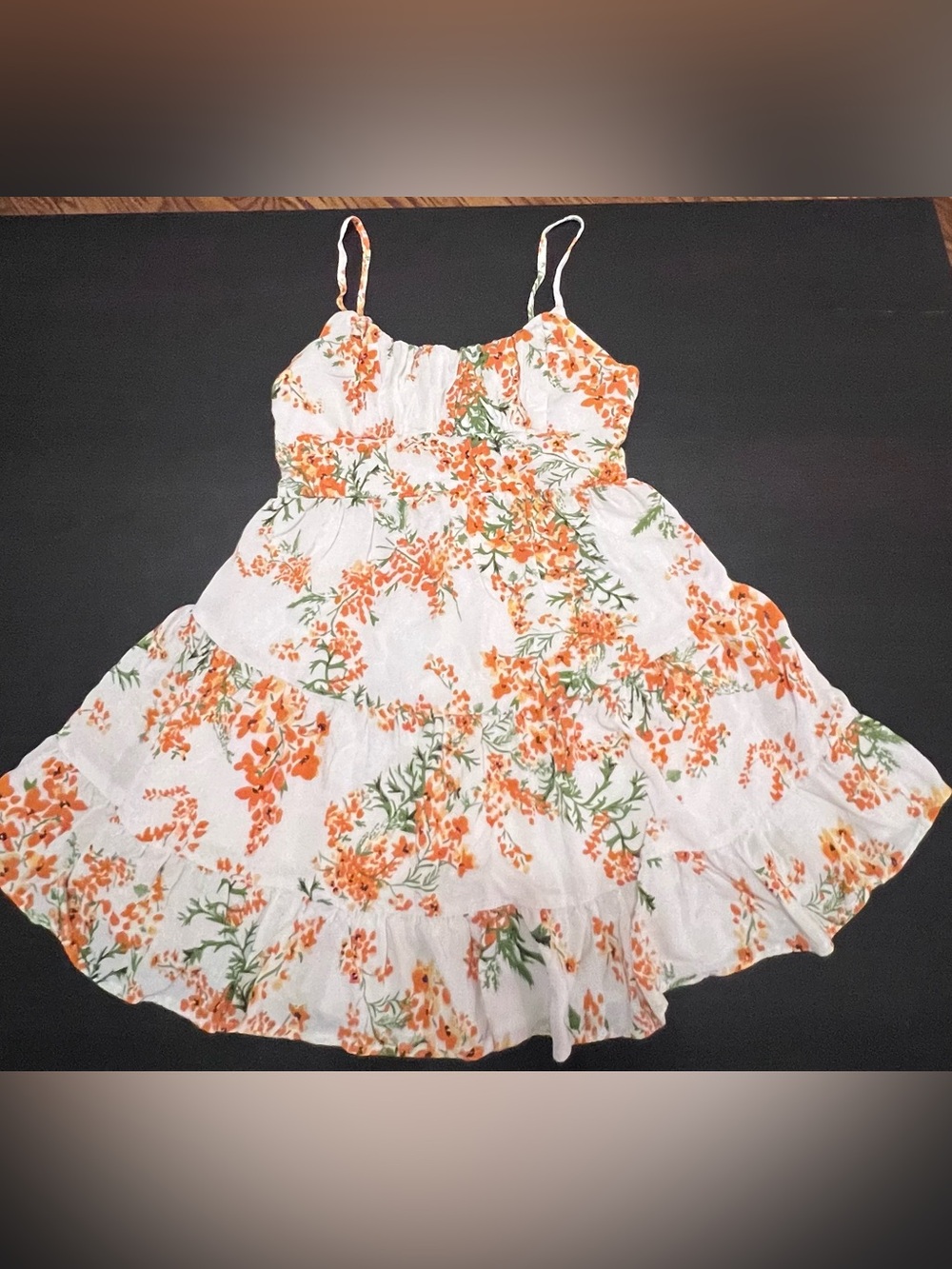 Hello Molly White Mini Sundress with Orange Floral Print